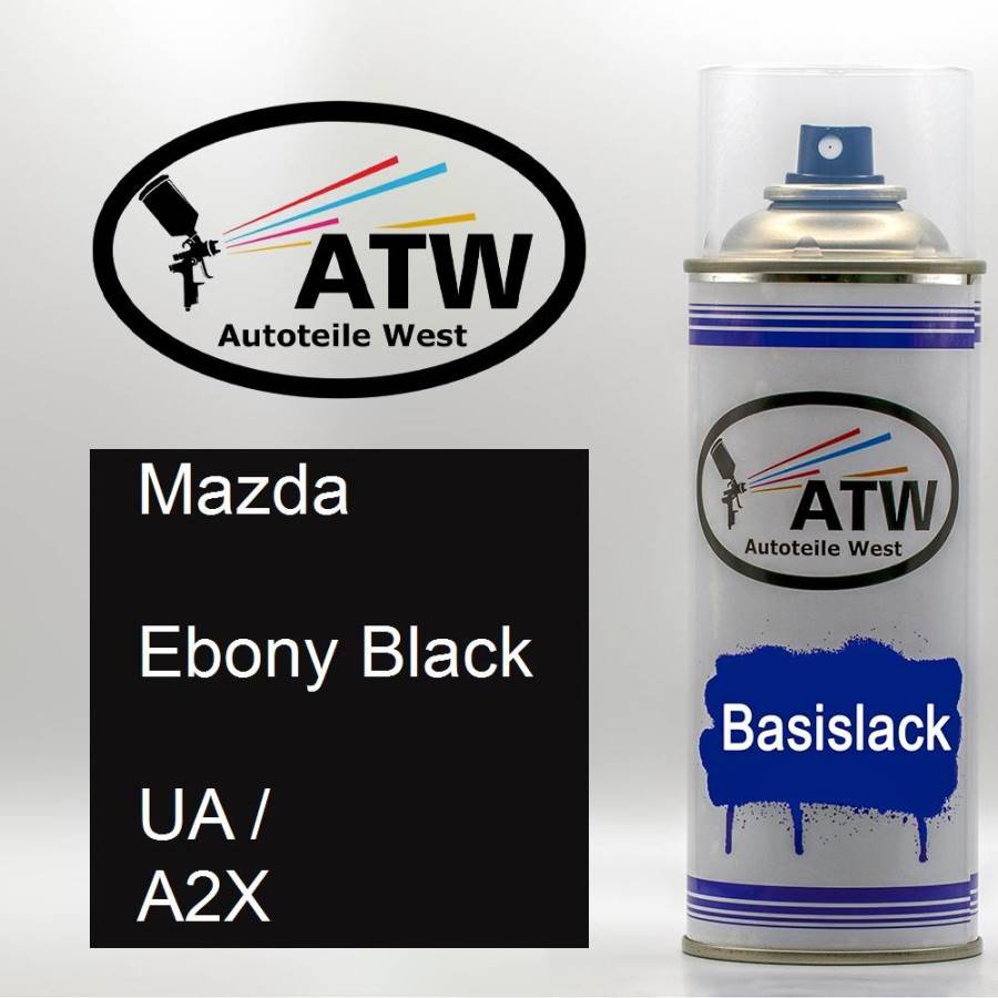 Mazda, Ebony Black, UA / A2X: 400ml Sprühdose, von ATW Autoteile West.